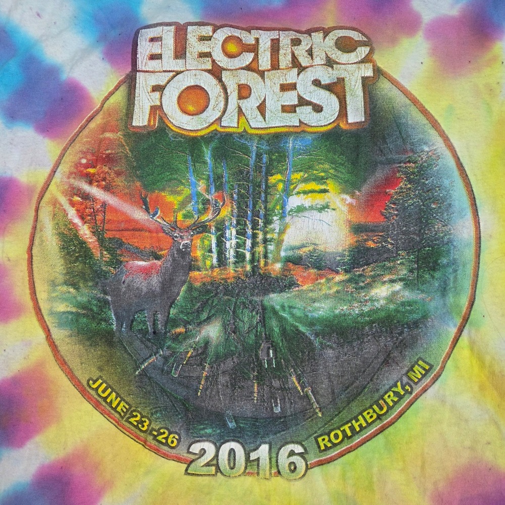 Electric Forest Music Festival 2016 T Shirt Mens L Tie Dye Rothbury Vintage